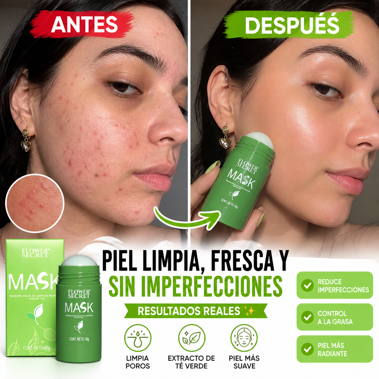 DermaGreen™ MASCARILLA Té VERDE EN BARRA