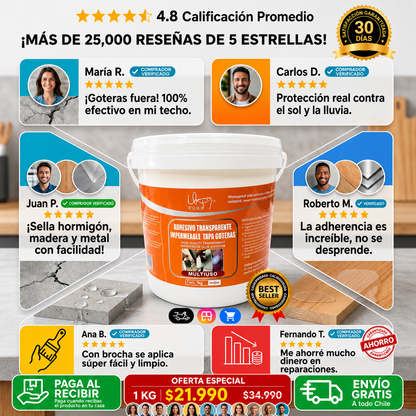 Pack HydroFix™ Sellador Adhesivo Transparente   1kg + 1 Brocha