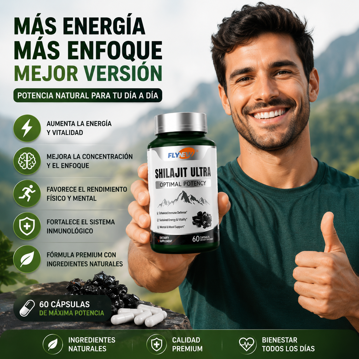 Shilajit Ultra™ Vitality  -  suplemento 60 CAPSULAS